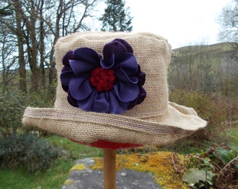 Rag Rug Flower Hessian Sun Hat