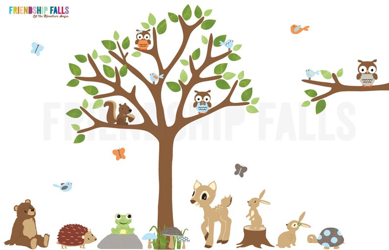 Forest Animals Decal Nursery Decal Deer Bunny Bear Etsy
