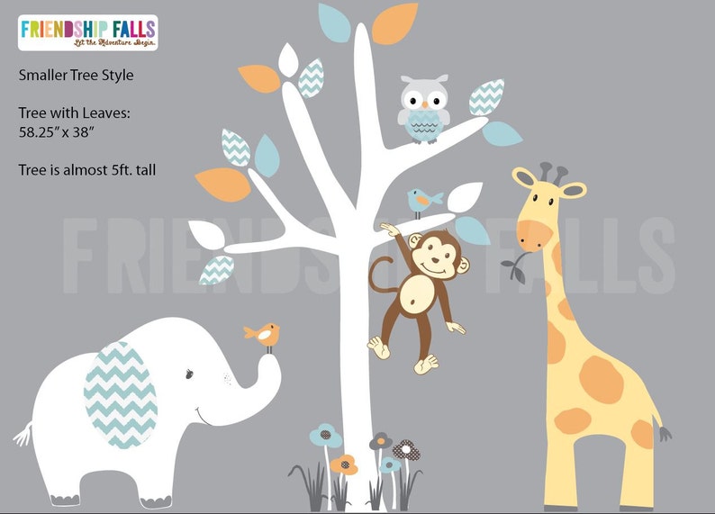 Nursery Jungle Decal Elephant Wall Decal Giraffe Decal Etsy