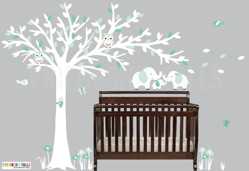 Blowing Tree Baby Elephant Decal Baby Elephant Nursery Wall Etsy
