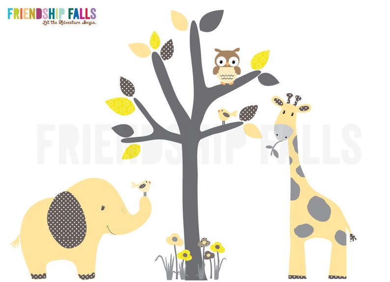 Mini Jungle Decals Small Elephant Wall Decal Giraffe Decal Etsy