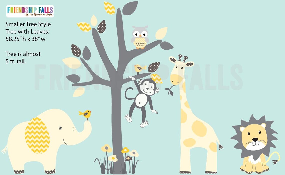 Nursery Jungle Decal Elephant Wall Decal Giraffe Decal Etsy