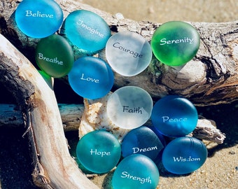 Sea Stones Imprinted Glass Word Stones - Replica Sea Glass