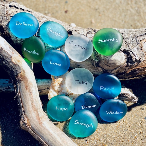 Sea Stones Imprinted Glass Word Stones - Replica Sea Glass