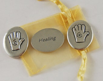 Set of 3 Hand Healing Inspiration Coins with Organza Bag