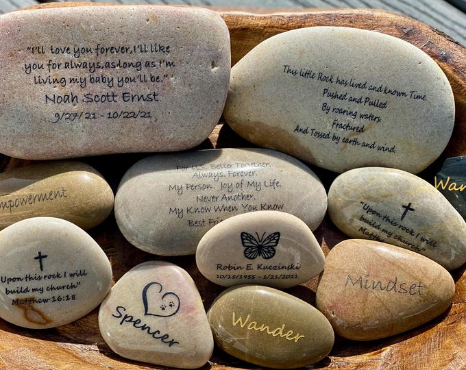 Custom Design Your Own Engraved River Rock - Single Stone
