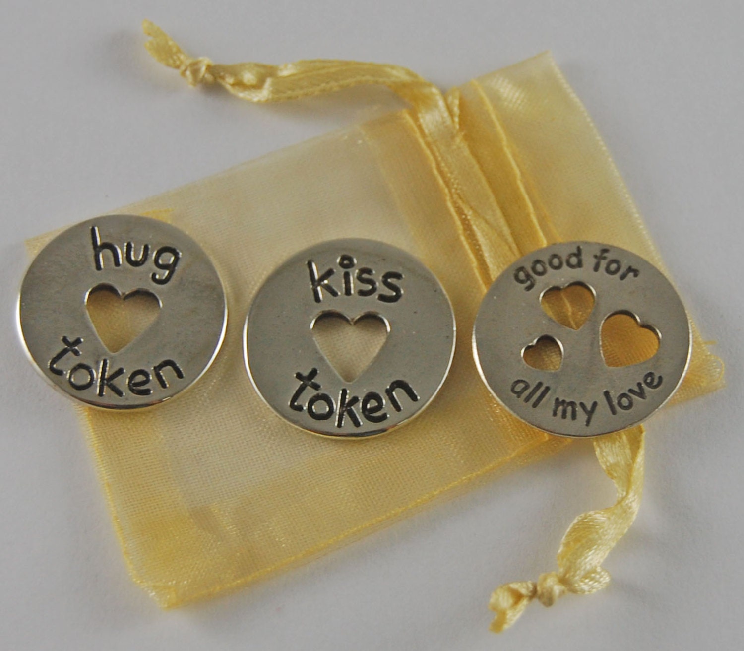 Set of 3 Assorted Love Pocket Pieces with Organza Bag Etsy