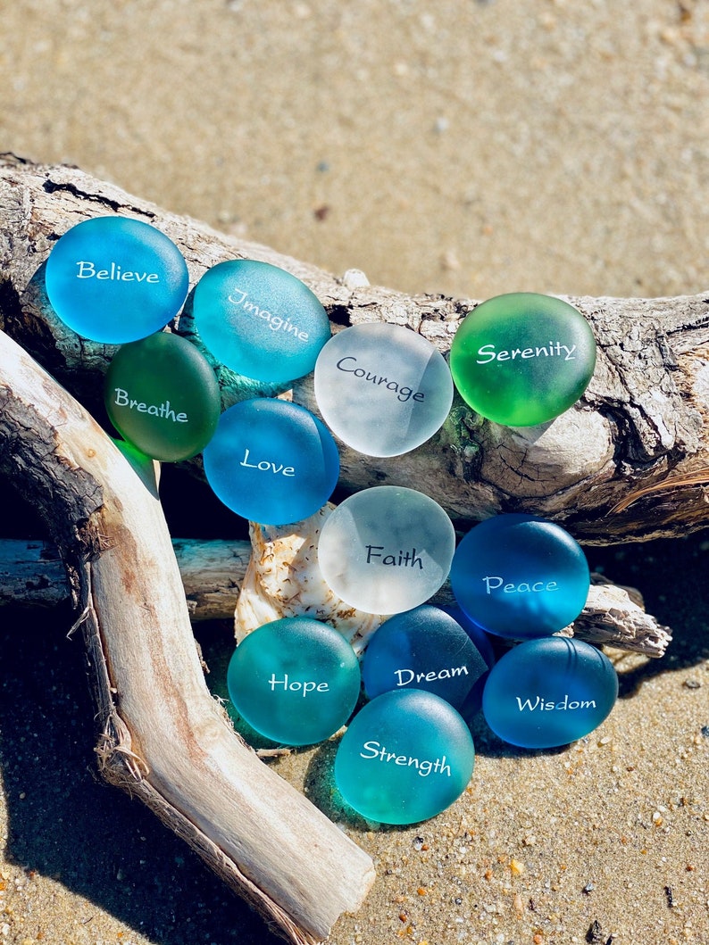 Sea Stones Imprinted Glass Word Stones Replica Sea Glass image 1