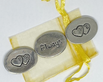 Set of 3 Two Hearts Always Inspiration Coins with Organza Bag
