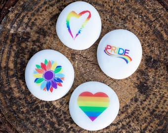 Set di 4 pietre di vetro stampate - Gay Pride Rainbow