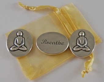 Set of 3 Yoga Breathe Inspiration Coins with Organza Bag