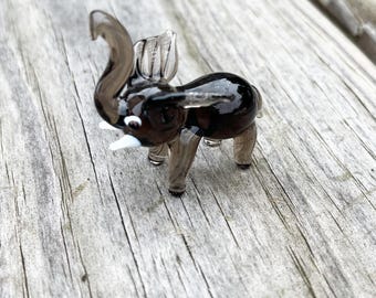 Mini Miniature Glass Elephant Sitter Figurine Collectible - Sold Individually w/Gift Bag