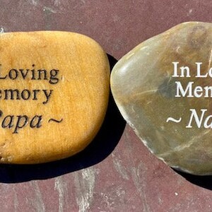 In Loving Memory Engraved River Rock With Various Sentiments - SOLD ...