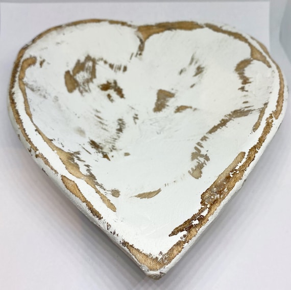 ハート型木製ボウル ホワイト ハート型木製ボウル ホワイト