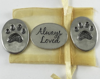 Set of 3 Pet Paw Print Always Loved Inspiration Coins with Organza Bag