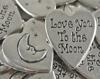 Monete di ispirazione a forma di cuore "Ti amo fino alla luna" - SET DA 10