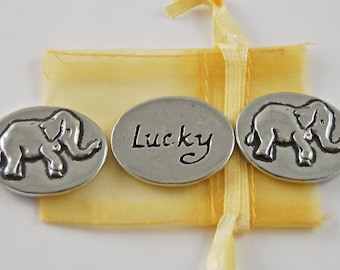 Set of 3 Elephant Lucky Inspiration Coins with Organza Bag