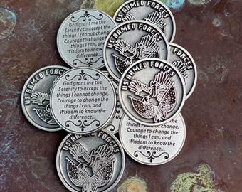 Armed Forces Serenity Prayer Pocket Tokens - SET OF 10