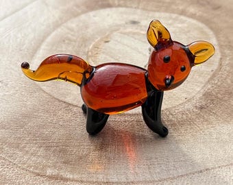 Mini Miniature Glass Fox Sitter Figurine Collectible - Sold Individually