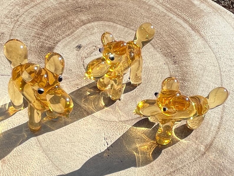 Mini Miniatur Glasballon Hundesitter Figur Sammlerstück - Einzeln Verkauft Gelb