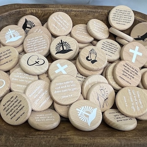Scripture Verse Wood Coin Tokens - Sold Individually