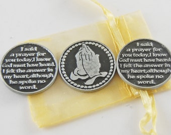 Set of 3 I Said a Prayer for You Pocket Tokens with Organza Bag