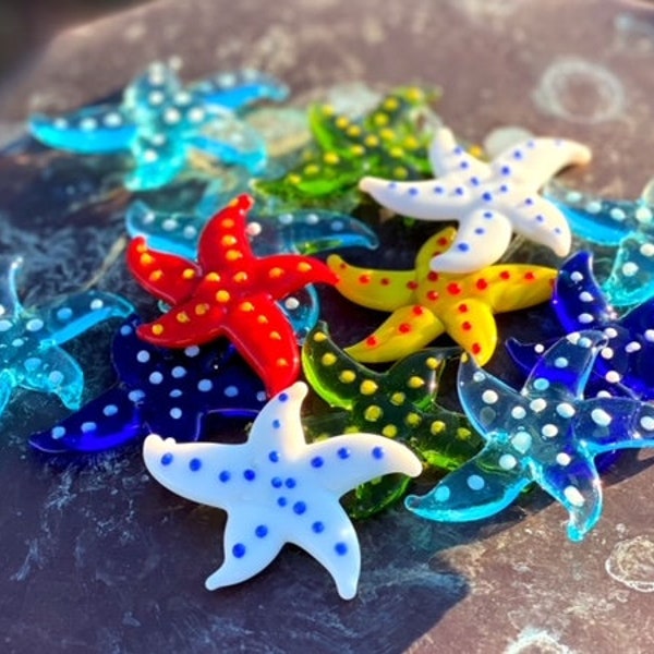 Mini Miniature Glass Starfish Sitter Figurine Collectible - Sold Individually