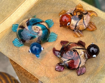 Mini Miniature Colorful Glass Turtle Sitter Figurine Collectible - Sold Individually w/Gift Bag