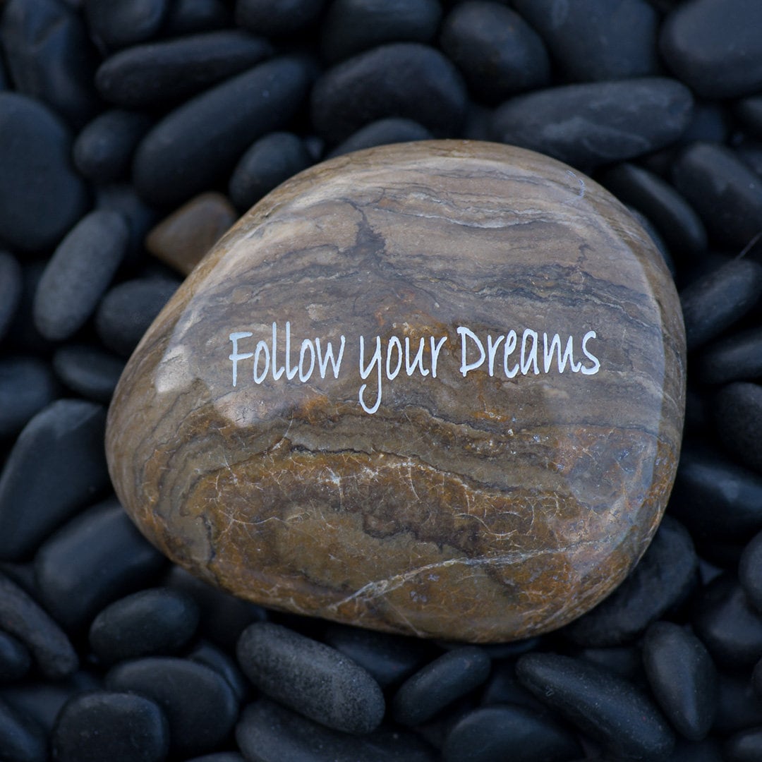 Follow Your Dreams - Engraved River Rock Inspirational Word Stone - Etsy