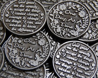 One Day at a Time/ Serenity Prayer Pocket Tokens - SET OF 10