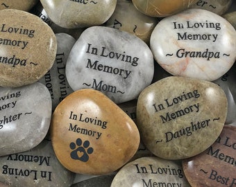 Engraved River Rocks - In Memoriam and Grief Stones