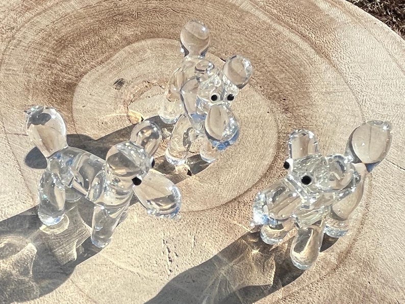 Mini Miniatur Glasballon Hundesitter Figur Sammlerstück - Einzeln Verkauft Durchsichtig