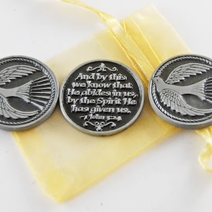 Set of 3 Dove Holy Spirit Pocket Tokens with Organza Bag