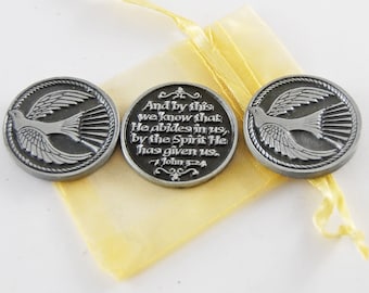 Set of 3 Dove Holy Spirit Pocket Tokens with Organza Bag