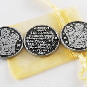 Set of 3 Guardian Angel Pocket Tokens with Organza Bag