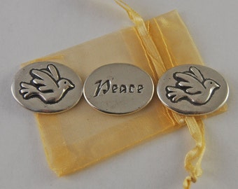 Set of 3 Dove Peace Inspiration Coins with Organza Bag