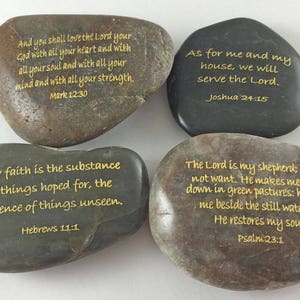 Engraved River Rock Set of 4 Christian Scripture Verses - Set D