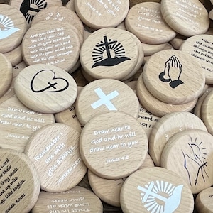 Scripture Verse Wood Coin Tokens - BULK QUANTITIES