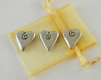 Set of 3 Spiral Hearts with Organza Bag