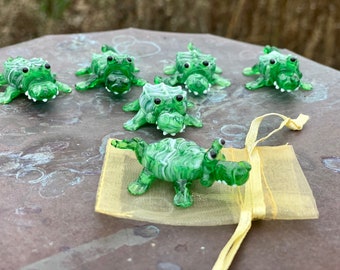 Mini Miniature Glass Alligator Crocodile Sitter Figurine Collectible - Sold Individually w/Gift Bag
