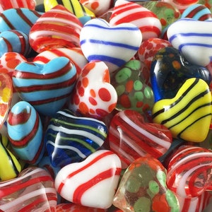 Multi-Colored Glass Pocket Hearts- Bulk Sets - FREE US SHIPPING
