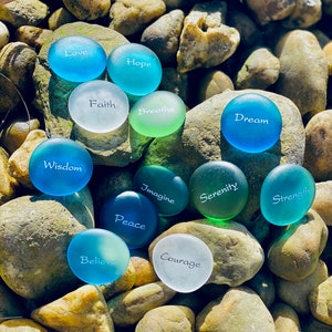 Sea Stones Imprinted Glass Word Stones - Replica Sea Glass