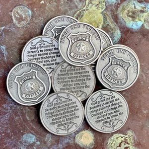Police Officer Serve and Protect - Serenity Prayer Pocket Tokens - SET OF 10