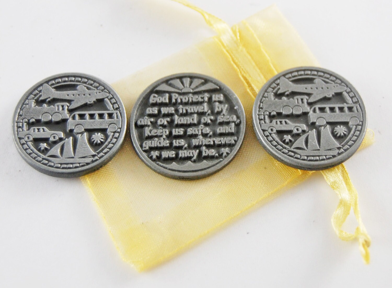 50 Sets Compass Pocket Tokens With Cards And Organza Bags
