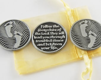 Set of 3 Footprints Pocket Tokens with Organza Bag