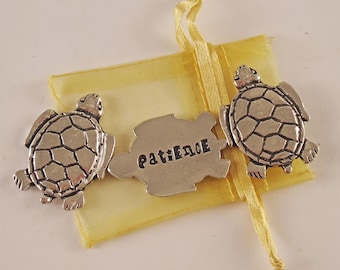 Set of 3 Turtle Shaped Patience Inspiration Coins with Organza Bag