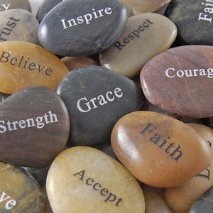 Engraved River Rock Word Stones - Single Words, Sold Individually