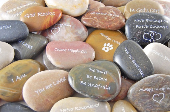 River Rocks Engraved Stones with Inspirational Words 