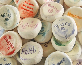 Ceramic Word Stones - Handmade