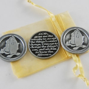 Set of 3 Serenity Prayer Pocket Tokens with Organza Bag